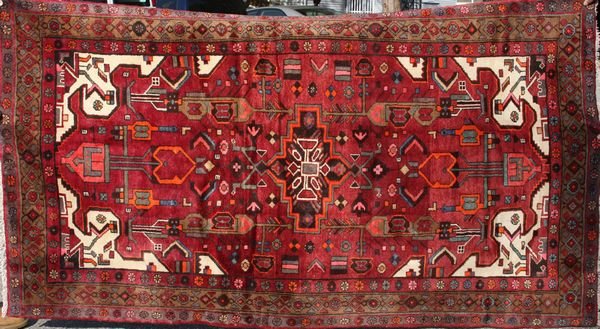 Semi-antique Persian Hamadan Rug, 8' 4" x 4' 8": Semi-antique Persian Hamadan rug, 8' 4" x 4' 8".