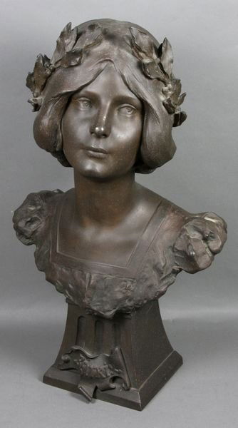 J. Causse, French, "Beatrix", Bronze Sculpture: Julien Causse (French, 1869-1914), "Beatrix", bronze sculpture, signed in base, 22 1/2"h. x 13 1/2". Good condition.