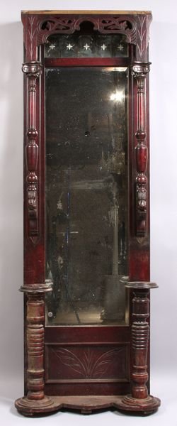 Victorian Walnut Mirror, 89" x 33" x 11": Victorian walnut mirror, 89"h. x 33" x 11". Old finish.