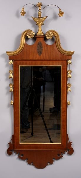 Early 20th Century Hepplewhite-style Mirror: Early 20th Century Hepplewhite-style mirror, 55 1/2"h. x 22 1/2"w..