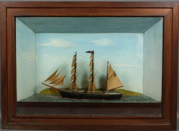 Early 20th Century Diorama of a Ship at Sea: Early 20th Century diorama of a ship at sea, 19 1/4"h. x 26 1/4"w. x 6"d. Good condition.