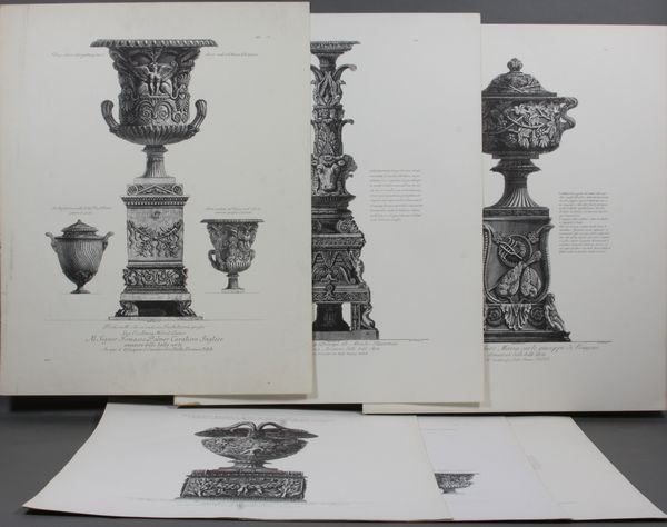(7) Piranesi Vase Prints, Sidney Z. Lucas: Group of seven (7) Piranesi vase prints, copyright Sidney Z. Lucas, paper 29" x 23". Small edge chips; corner edge stain to one.