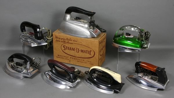 Group of (7) 1920s Art Deco Period Irons: Group of seven (7) 1920s Art Deco period irons.