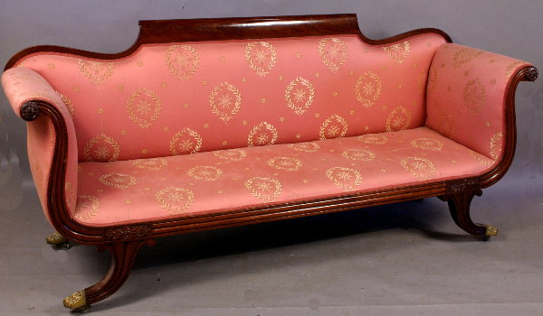 19TH C. NEW YORK UPHOLSTERED MAHOGANY SOFA