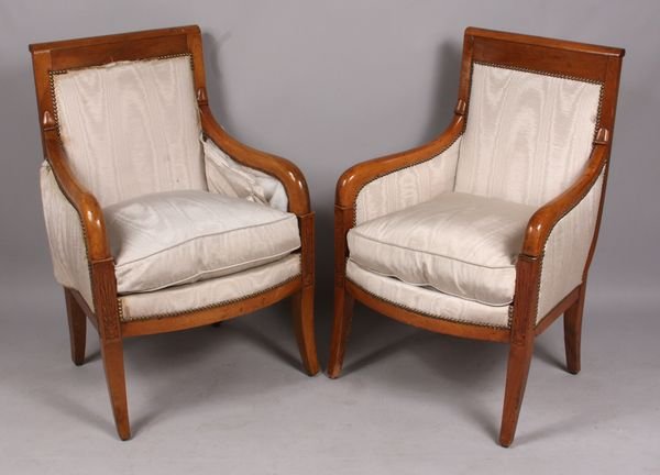 Pair of 19th C. Neoclassical bergeres