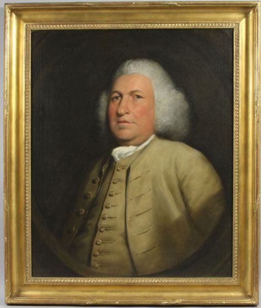 Circle of John Singleton Copley, colonial period: Circle of John Singleton Copley, colonial period portrait of a gentleman, 18th Century, oil on canvas, 30" x 25", 35 1/2" x 30" in gilt frame.