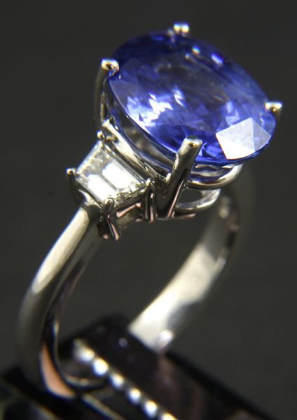 8.18ct sapphire, diamond, and platinum ring