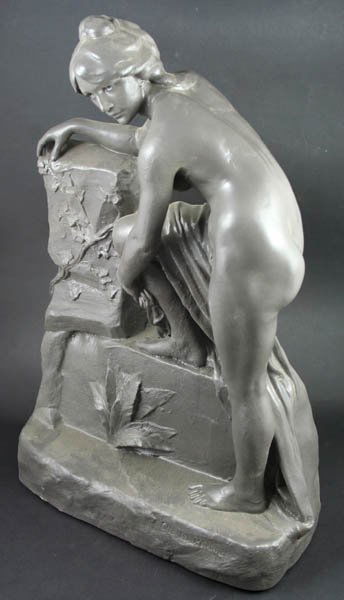 19/20th C. French Terra Cotta Sculpture, Perron: Late 19th/early 20th Century French terra cotta sculpture, signed Charles Perron, Paris foundry mark verso, 21"h. x 14"w. x 6"d. Good condition.