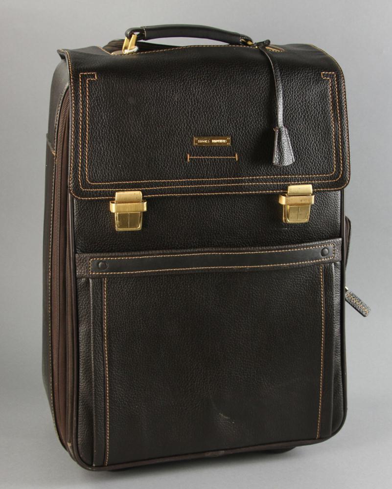 Brooks Brothers Leather Rolling Weekend Suitcase (1 of 9)