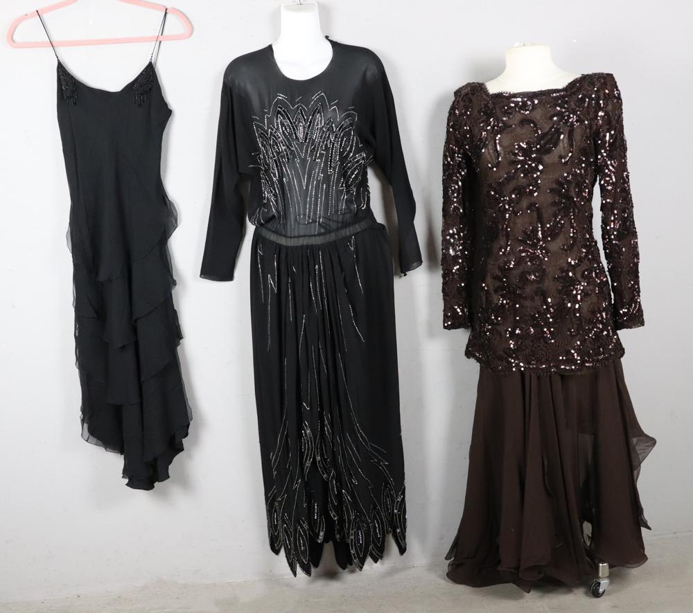 Sequined Beaded Metallic Evening Dresses (1 of 3)