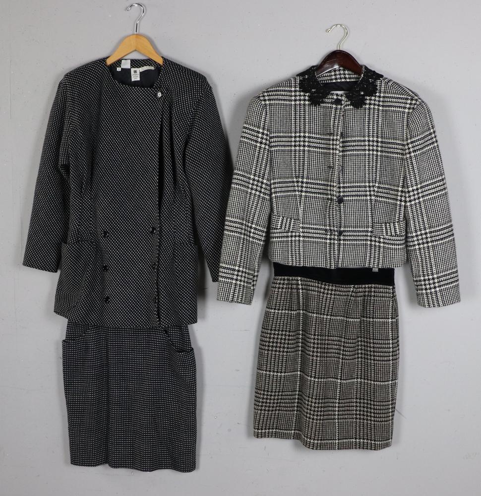 Ladies Jackets, Skirts, Byblos, Valentino, Ungaro: Ladies' jackets and skirts, to include Byblos jacket size 44, Valentino skirt approximately size 44, Emanuel Ungaro jacket size 8, and Emanuel Ungaro skirt size 8. Lot of (4). Good condition.
