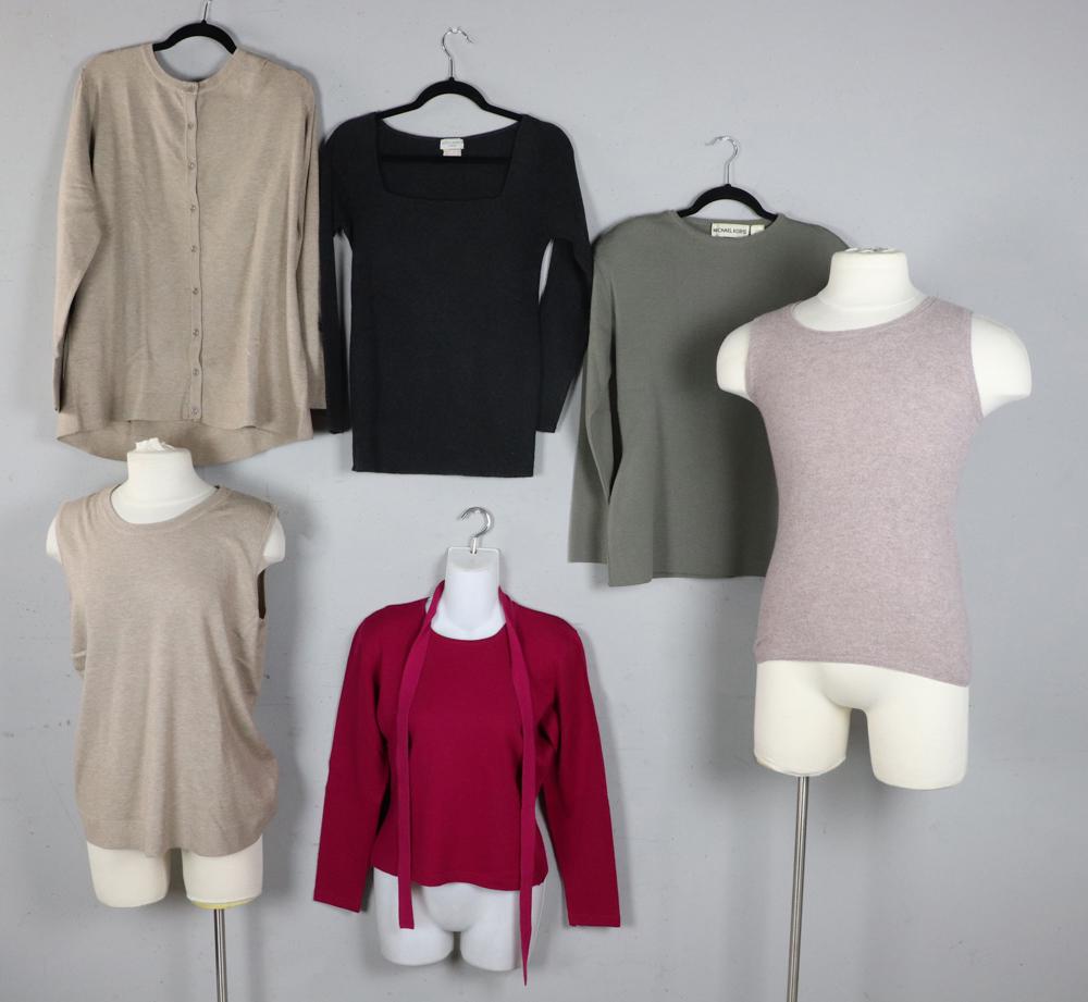 Group of Ladies Sweaters: Group of ladies' sweaters, some cashmere. Lot of (6). Size L. Good condition.