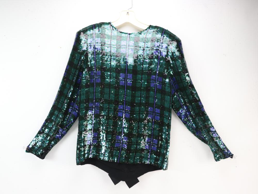 Blue and Green Sequin Jacket with Bows (1 of 4)