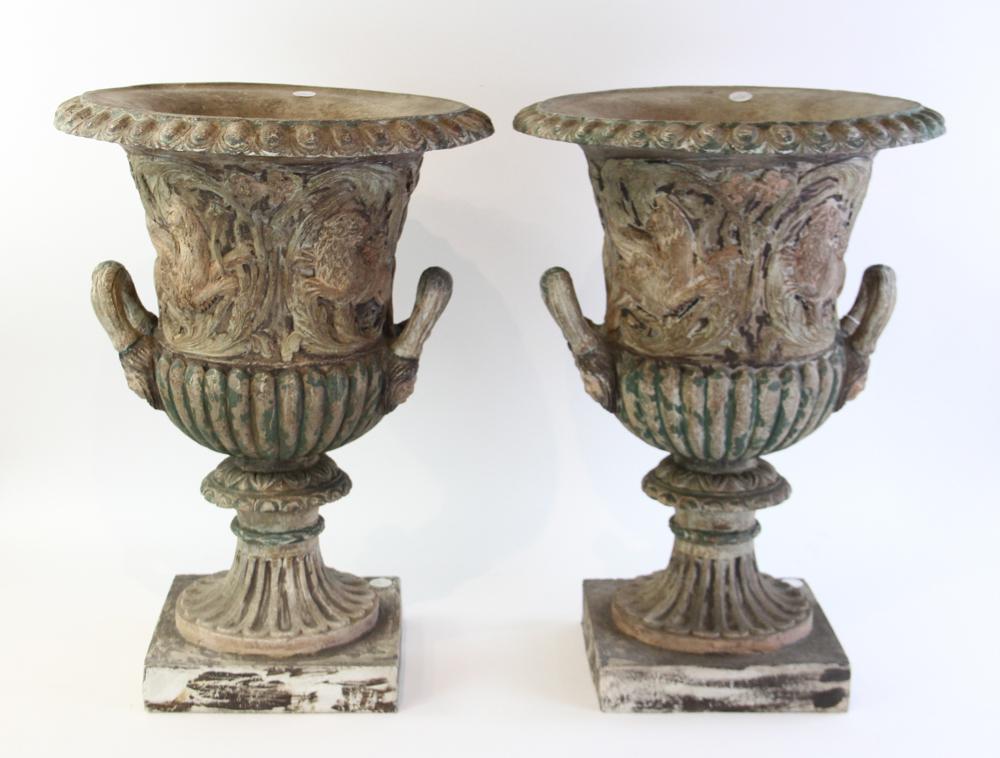 Antique Style Faux Wood Composition Urns (1 of 6)