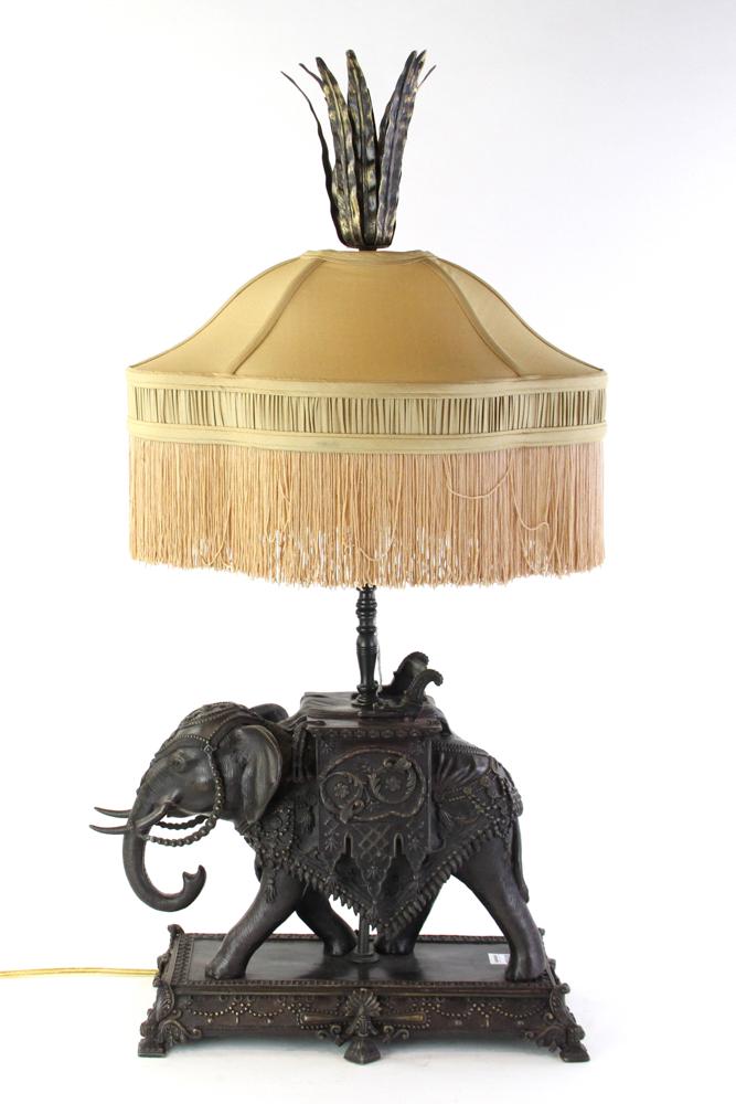 Fine Bronze Elephant Lamp with Shade (1 of 9)