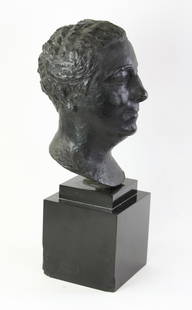 Charles Despiau Bronze Sculpture Bust: Charles Despiau, bust of Mme Vautheret, bronze sculpture, original patina, 14" x 7 1/2" x 10. Provenance: Other estates.