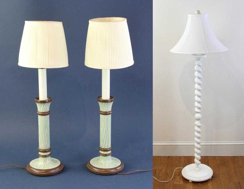 Rope Turned Floor Lamp, Two Table Lamps (1 of 10)