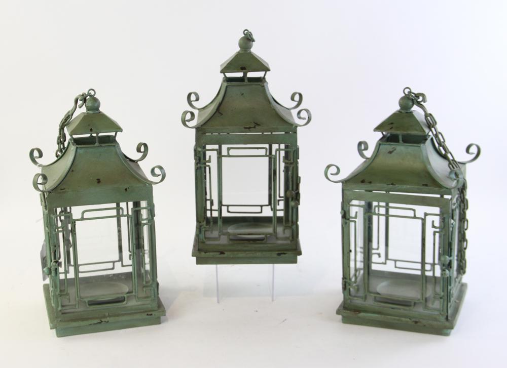 Group of Chinese Green Painted Lanterns (1 of 6)