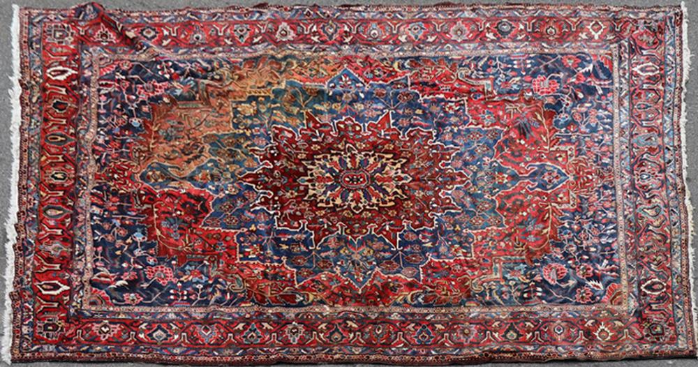 Antique Persian Heriz Rug: Antique Persian Heriz rug, 16' 9" x 13' 10". Provenance: From a West Palm Beach, Florida estate.