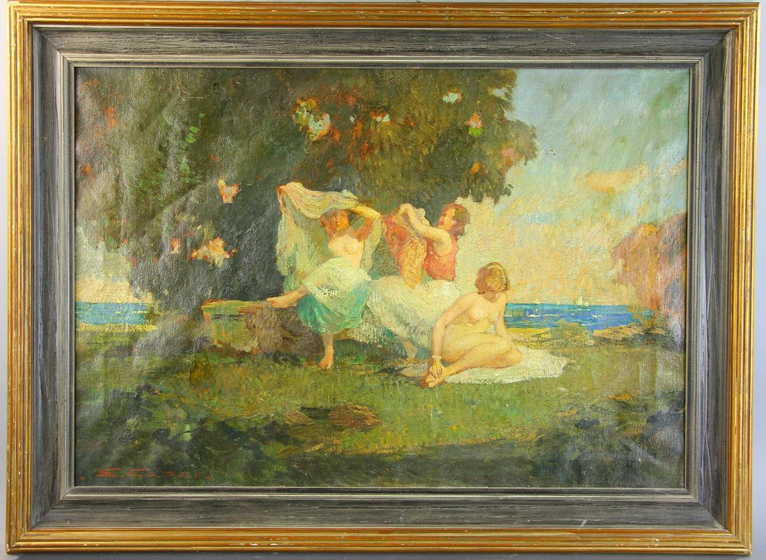 Ettore Caser, Nudes By The Sea, Oil on Canvas (1 of 6)