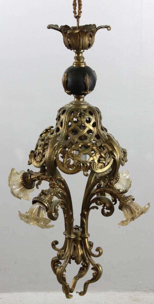 Early 20th C French Bronze Hanging Lamp (1 of 3)