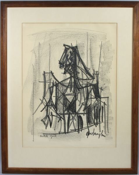 Robert Goodnough, seated girl, 22" x 16 3/4": Robert Goodnough (American, b. 1917), seated girl, 1961, 22" x 16 3/4", 31" x 25" framed, signed, info verso. Former collection of Elliott Gruenberg, West New York, New Jersey.