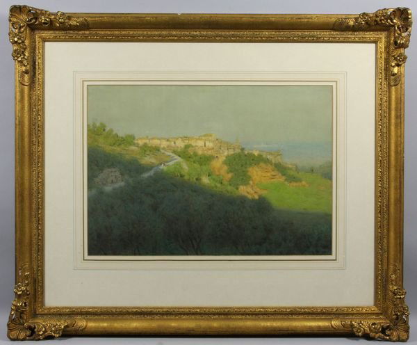 Alexander James Mavrogordato, 'Tivoli', 1909, W/C: Alexander James Mavrogordato (1892-1935), 'Tivoli', 1909, w/c, 15" x 21 1/2", 29" x 34" framed, signed LL, info verso. Property of the late Robert O. Peterson, San Diego, CA.