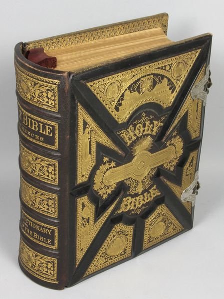 19th C. bible w/William Smith's standard bible di: "The Holy Bible', containing the old and new testaments with William Smith's standard bible dictionary, containing over twenty-five hundred (2500) illustrations in color and black and white, published