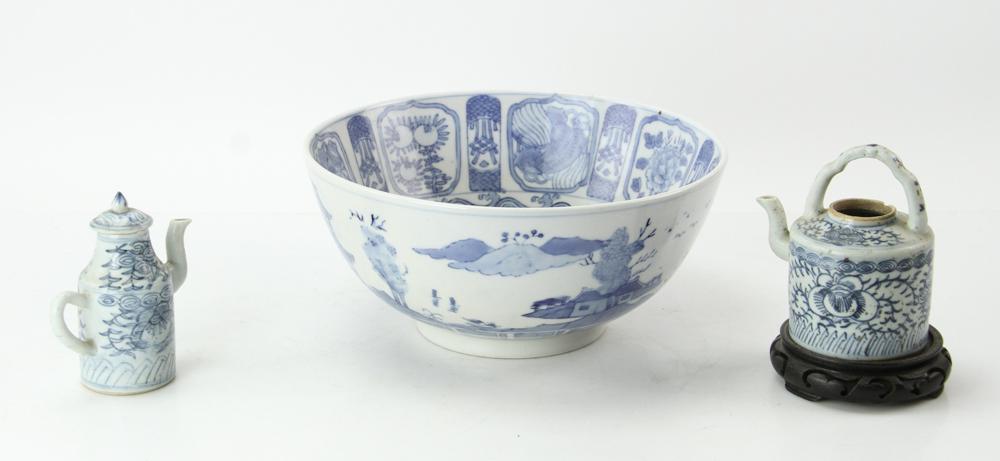 Chinese Porcelain Bowl, Box, Teapots (1 of 5)