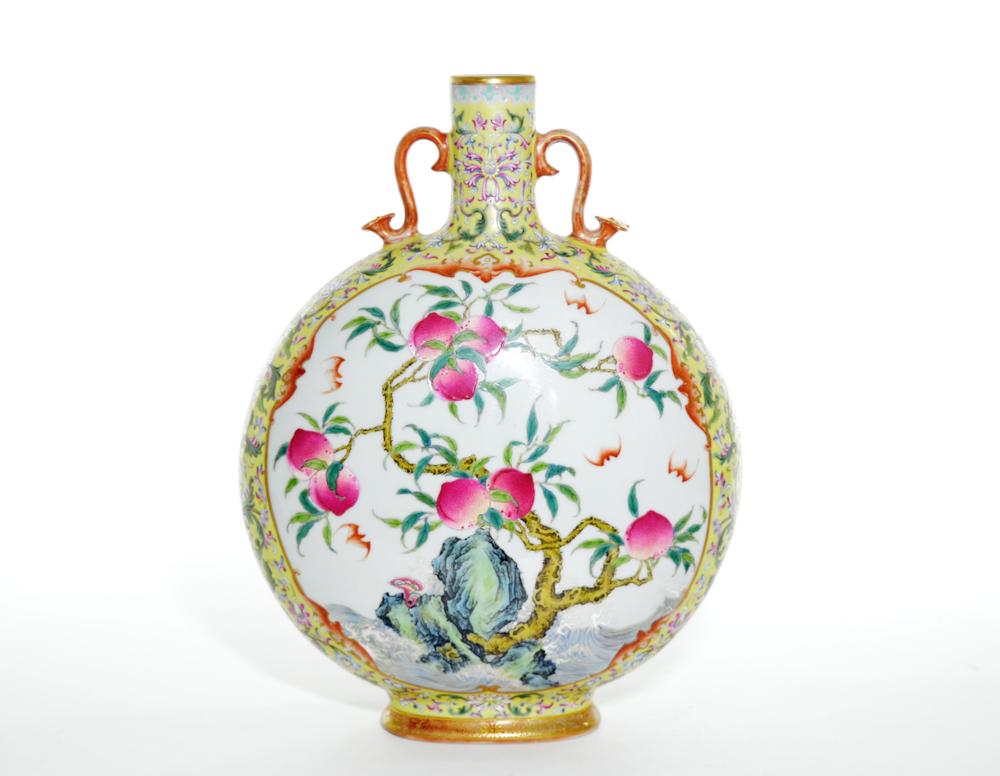 Very Fine Famille Rose Moon Flask Vase (1 of 9)