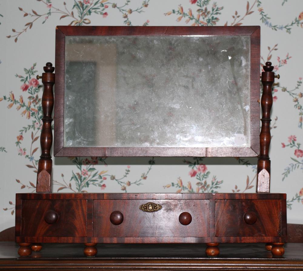 19th Century Flame Mahogany Shaving Mirror (1 of 1)