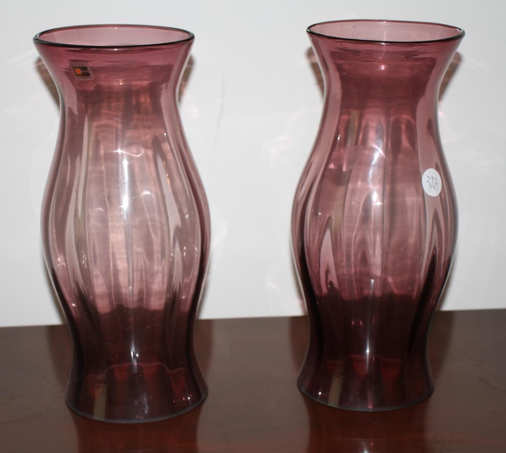 Pair of Blenko Amethyst Glass Hurricane Shades (1 of 1)