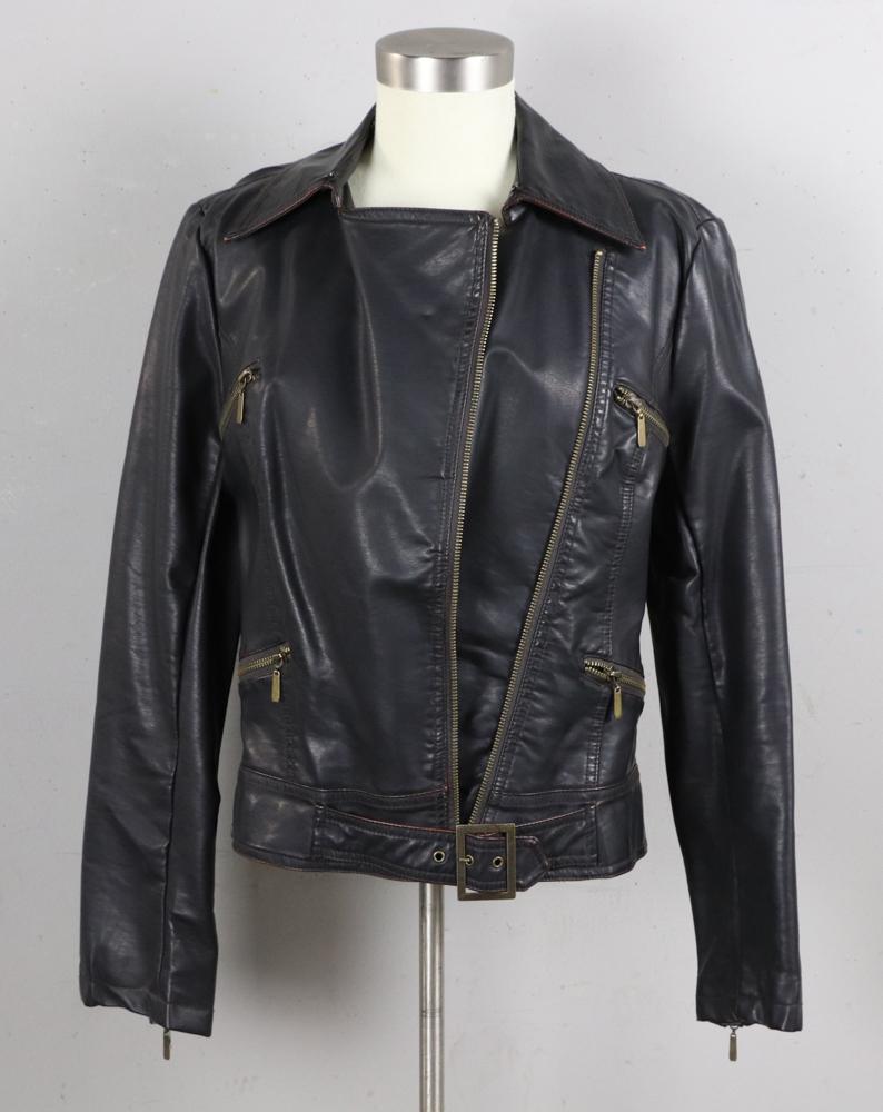 Ladies Brown Leather Bomber Jacket (1 of 3)