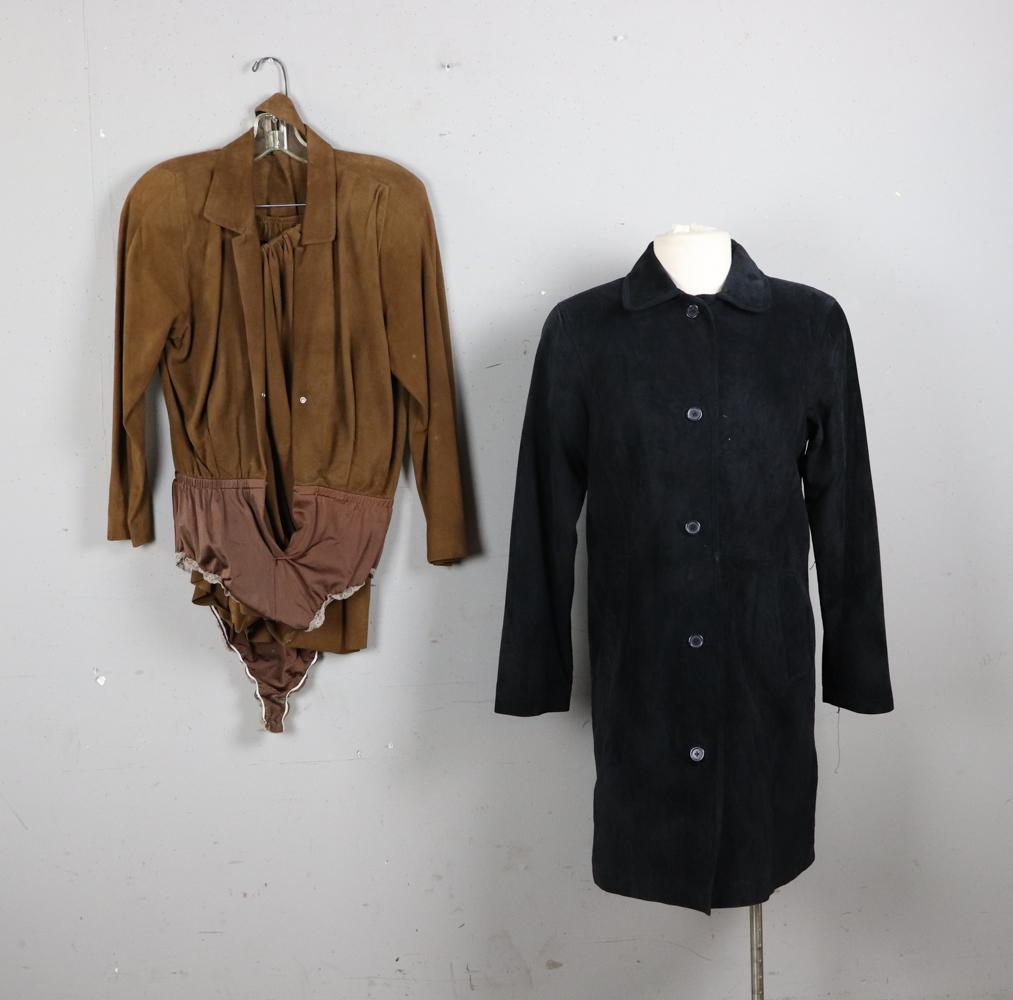 Ladies Suede Coat, Faux Suede Skirt Suit (1 of 5)