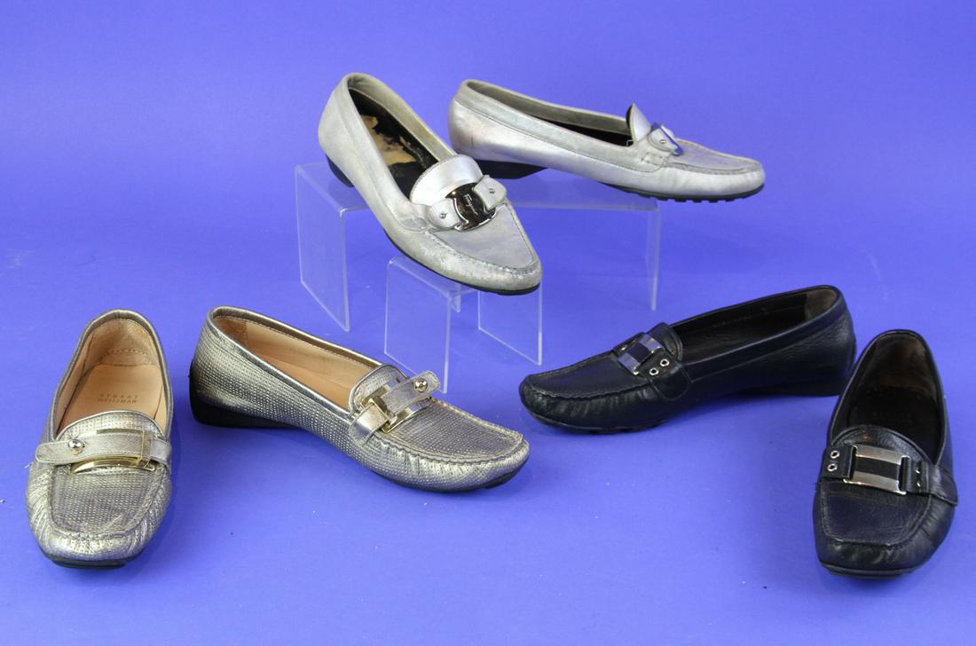 Stuart Weitzman, Ferragamo Loafers: Stuart Weitzman and Ferragamo size 8 loafers, lot of (3).