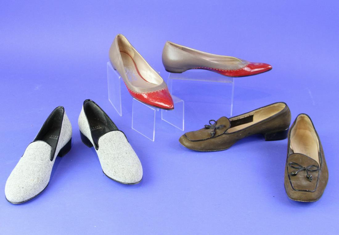 Stuart Weitzman, Ferragamo Flats: Three pairs of flats, Stuart Weitzman and Ferragamo.