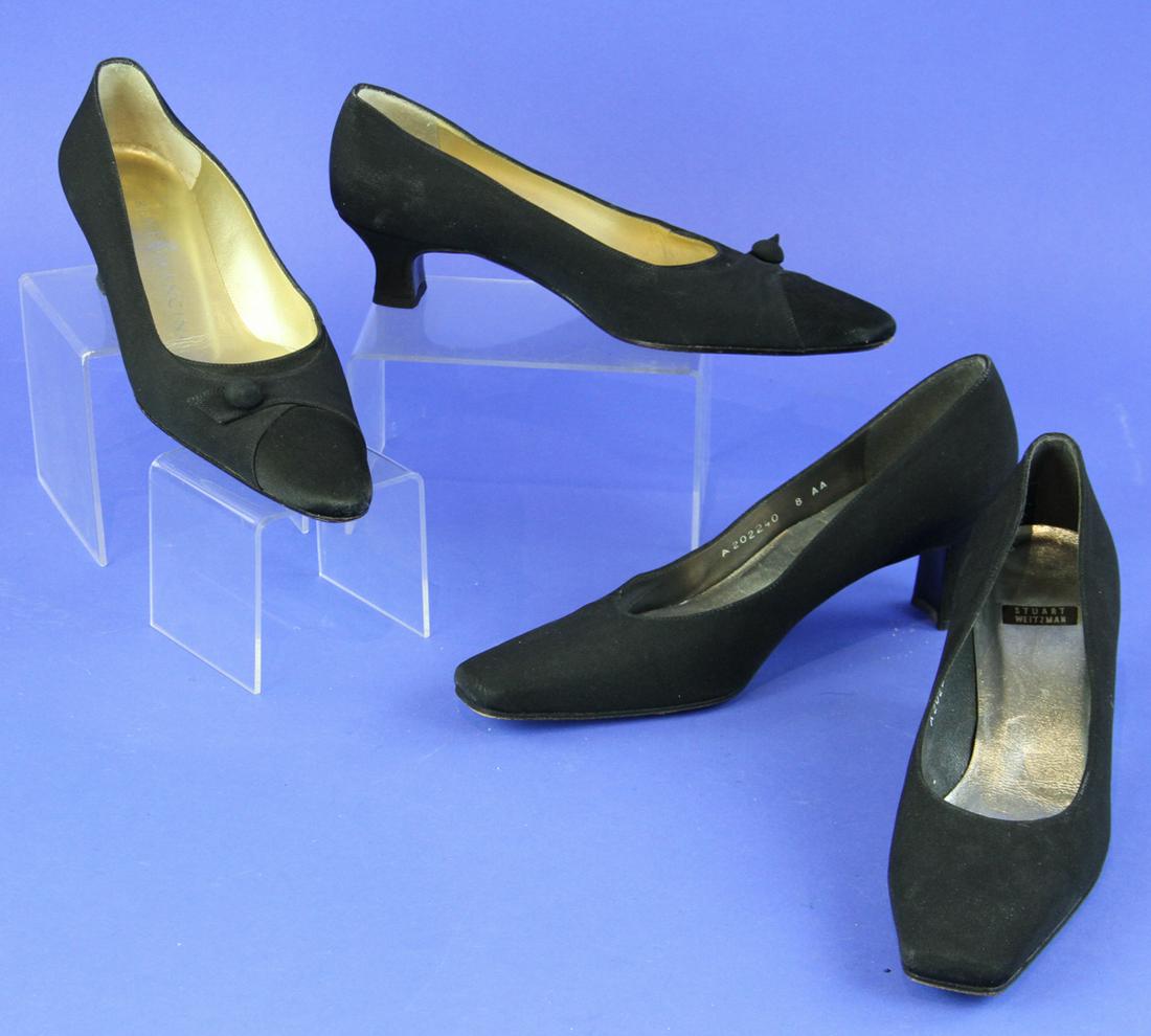 Stuart Weitzman Pumps: Two pairs of Stuart Weitzman kitten heel black file pumps.