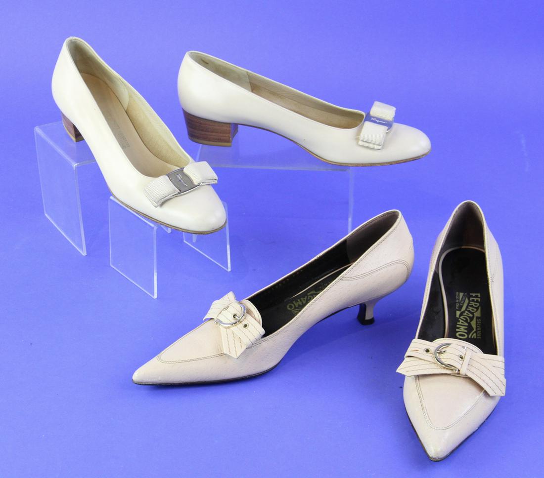 Ferragamo Classic Pumps: Ladies Ferragamo classic pumps, size 8, two pairs.