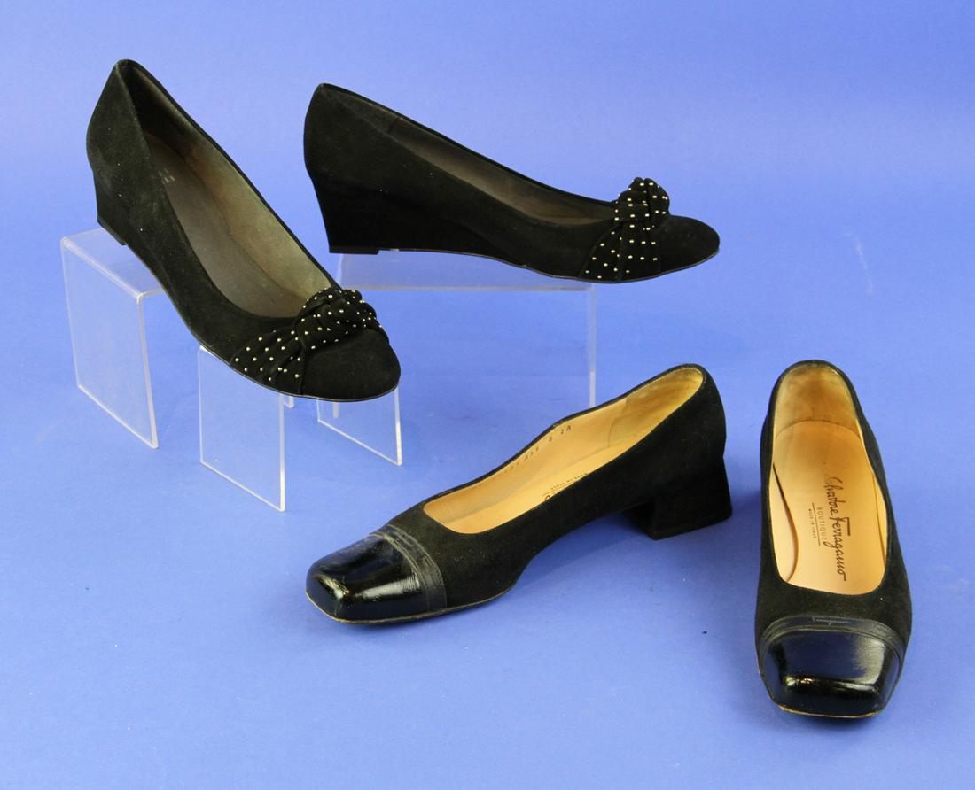 Ferragamo Pumps, Stuart Weitzman Wedges: Ferragamo pumps and Stuart Weitzman wedges, size 7 and 8 narrow.