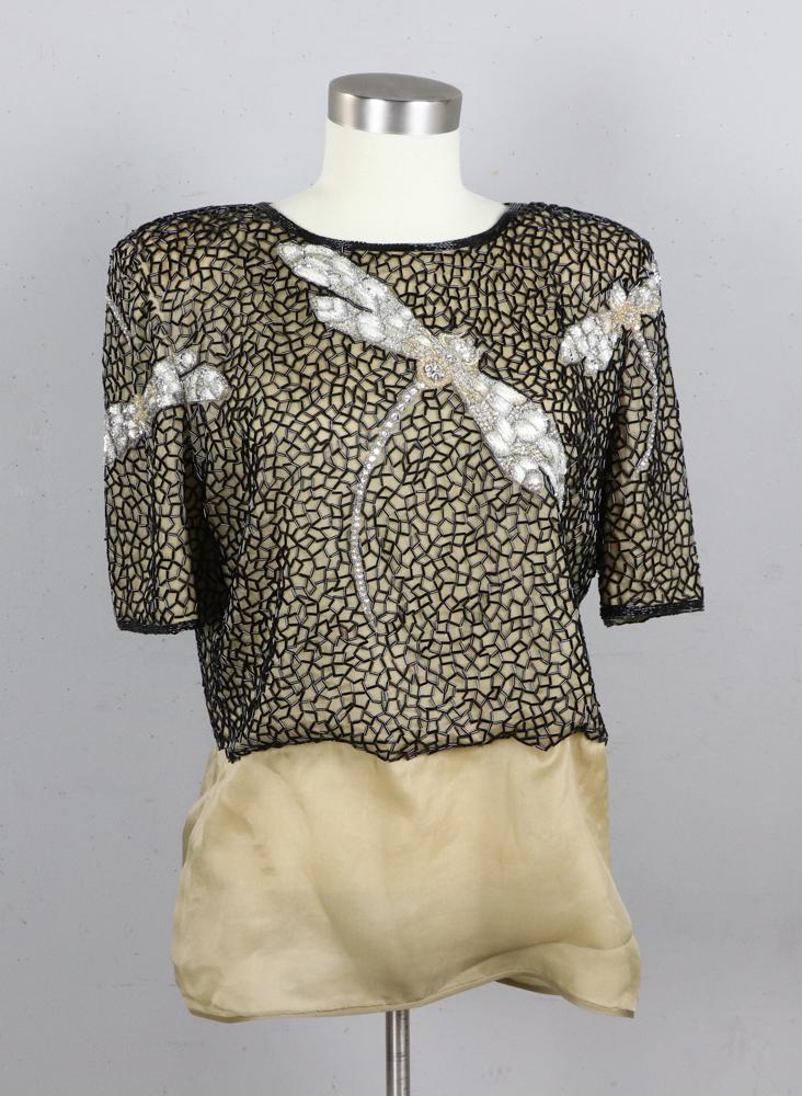 Valentino Boutique Black Bugle Beaded Top (1 of 4)