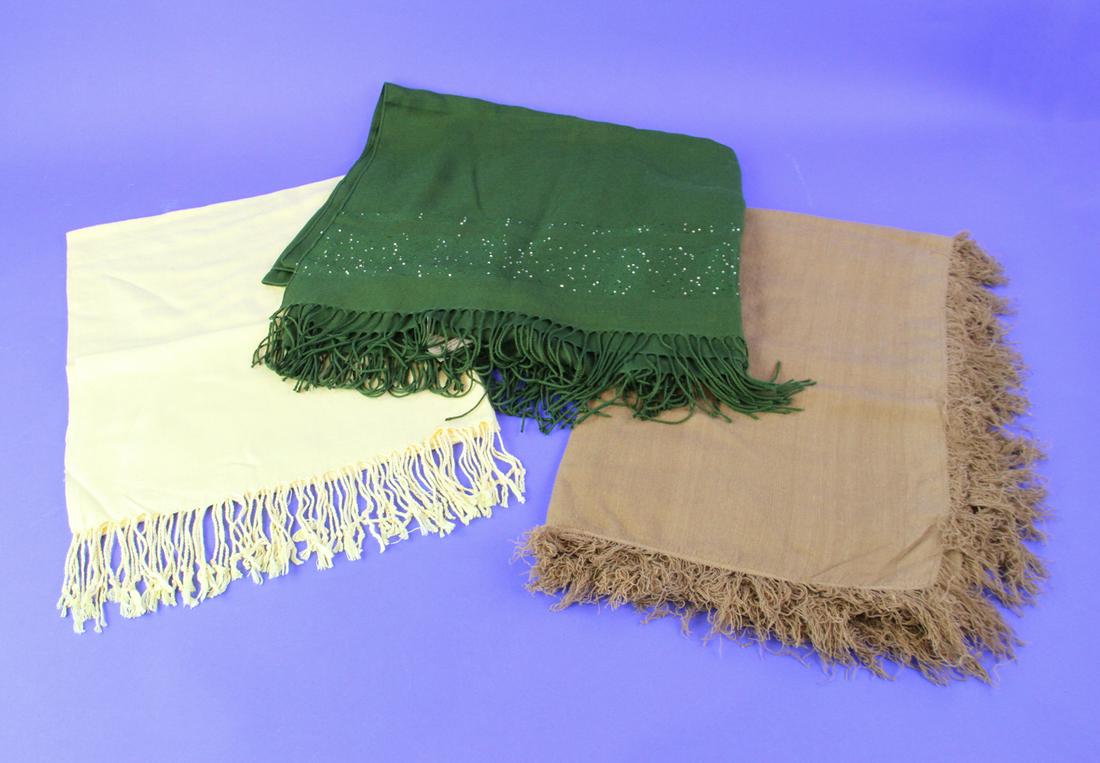 Kate Ford Pashminas: Kate Ford pashmina shawls, group of (3).