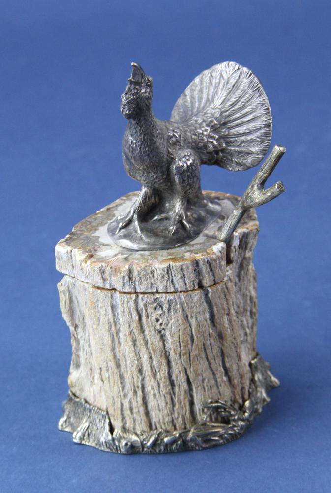 Russian Silver Salt with Turkey Cover and Spoon (1 of 14)