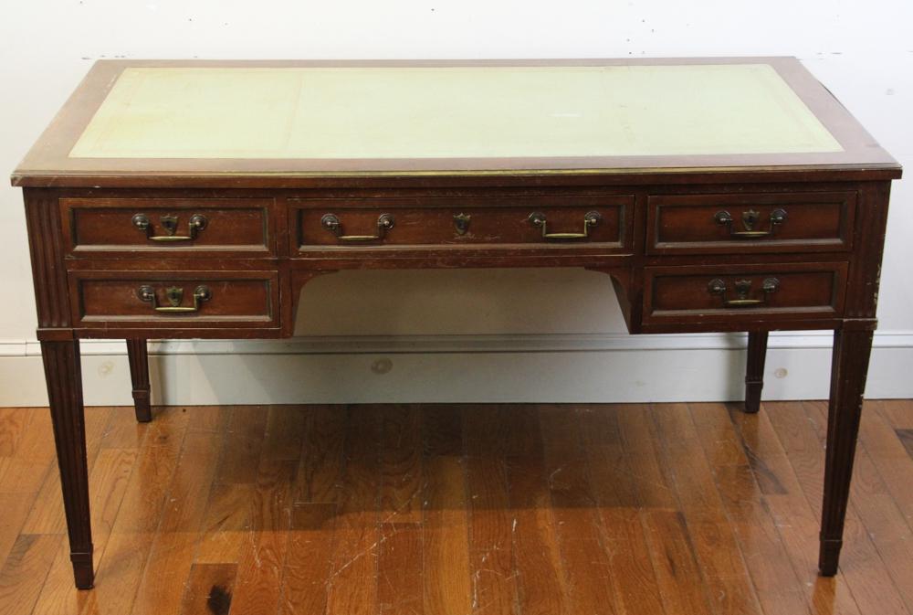 English Regency Style Leather Top Writing Desk (1 of 10)
