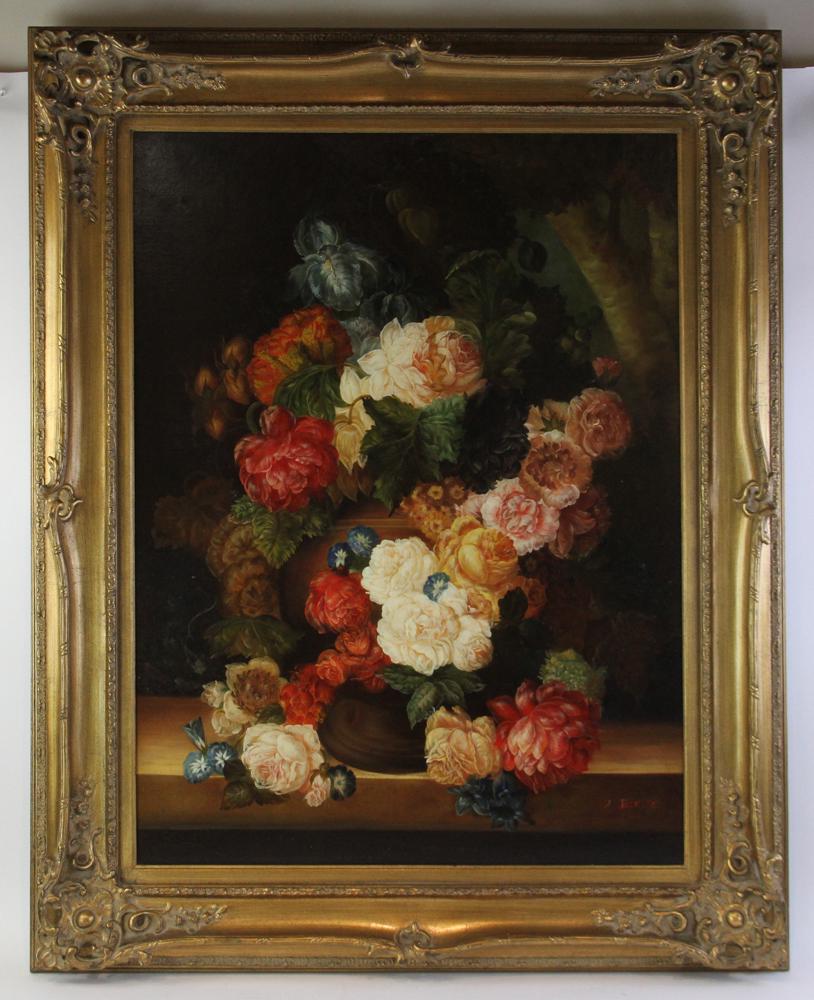 Elliot Signed Floral Still Life Framed: Elliot signed floral still life framed. Provenance: Palm Beach, Florida.