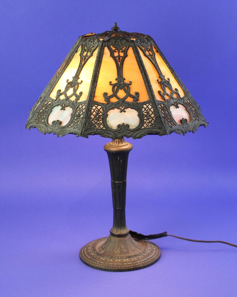 Victorian Panel Glass Lamp (1 of 3)