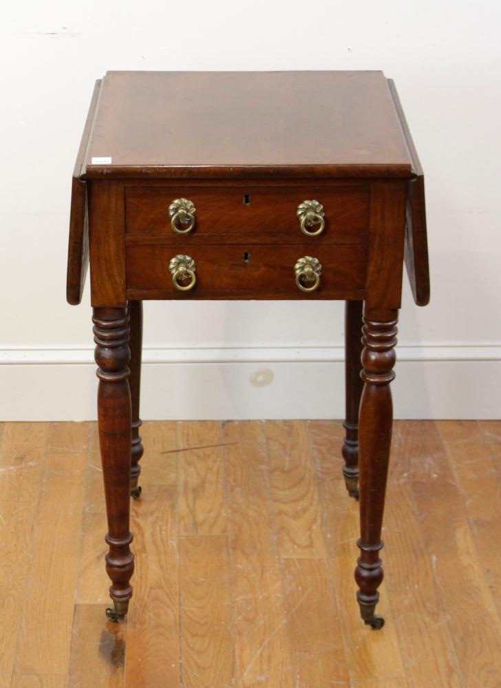 Side Table with Flip Up Sides: Side table with flip-up sides, 18 1/2" H x 18 1/2" W x 30" D. Provenance: South Hamilton, Massachusetts.