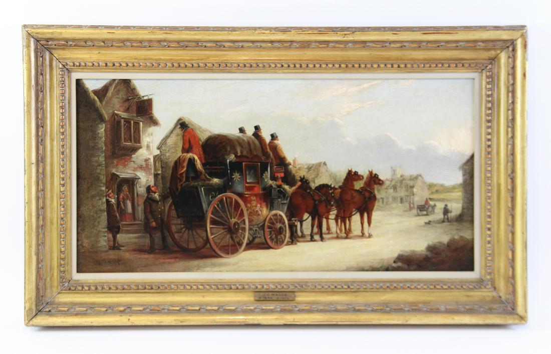 JC Maggs, Stage Coach Scene, Oil on Canvas (1 of 3)