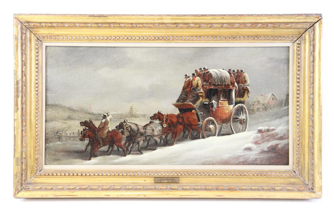 JC Maggs, Winter Stage Coach, Oil on Canvas (1 of 2)