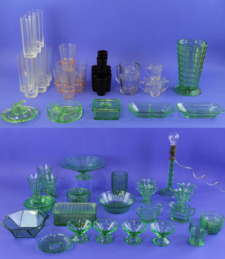 Depression Glass Lot, Green and Colorless (1 of 4)