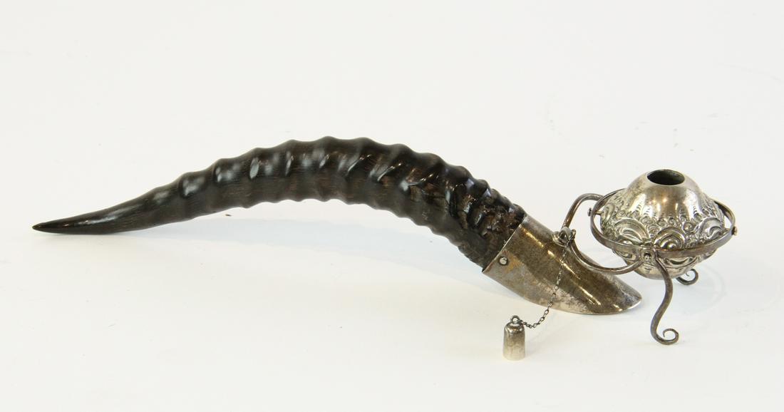 Antique Silver Horn Oil Lamp (1 of 1)